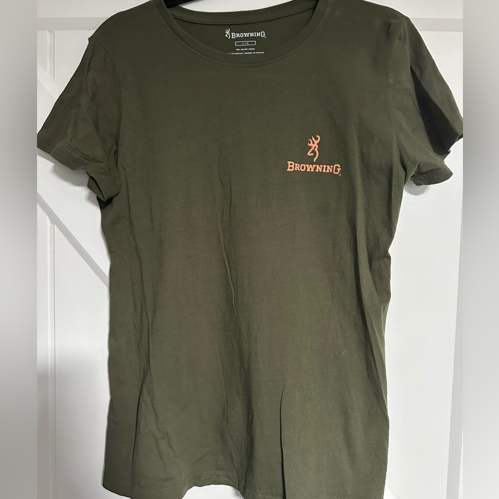 Browning Forest Green Tee with Pink Logo